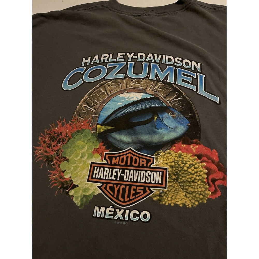 Harley Davidson Motorcycles Cozumel Mexico VTG 2013 T-Shirt 2XL Biker Fish Y2K